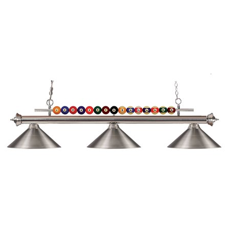 Z-LITE Shark 3 Light Billiard Light, Brushed Nickel 170BN-MBN